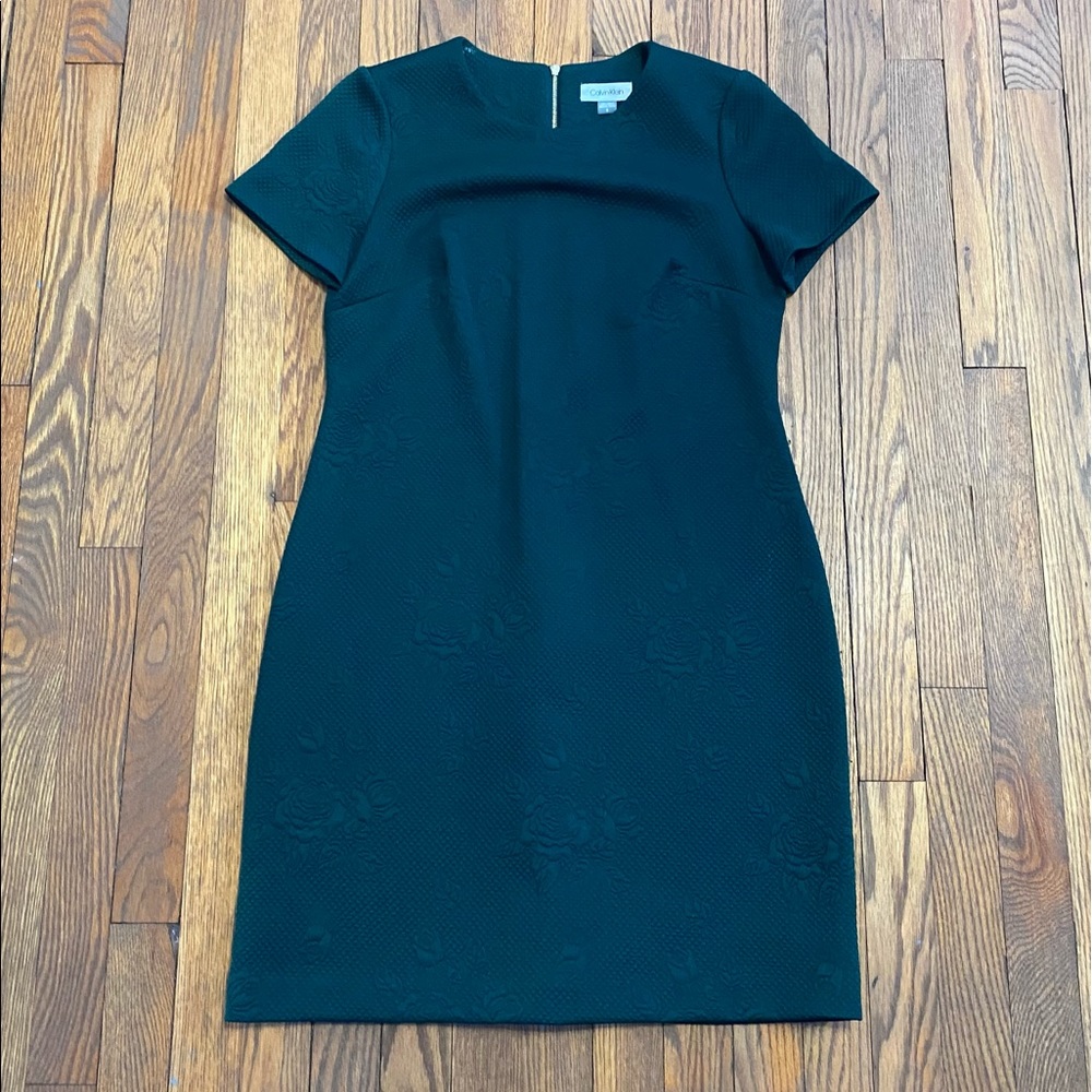 Calvin Klein Simple Dark Green Floral Dress Size 8